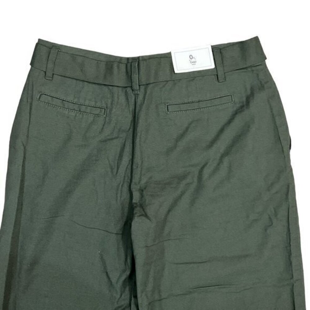 NEW Gap Womens Size 0R Wide Leg Belted Capri Pants Olive Green‎ 100% Cotton - Picture 6 of 10
